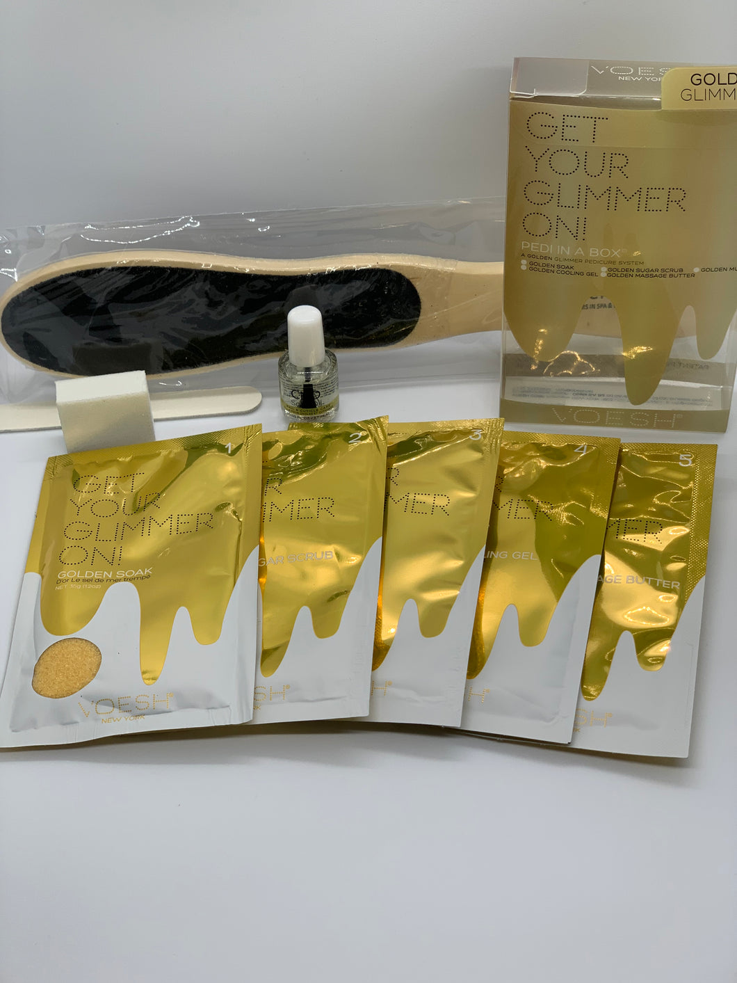 Pedi in a Box 5-Step Pedicure kit.  